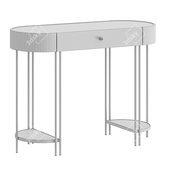 Glossy White Console with Glass Shelves 3D model image 3