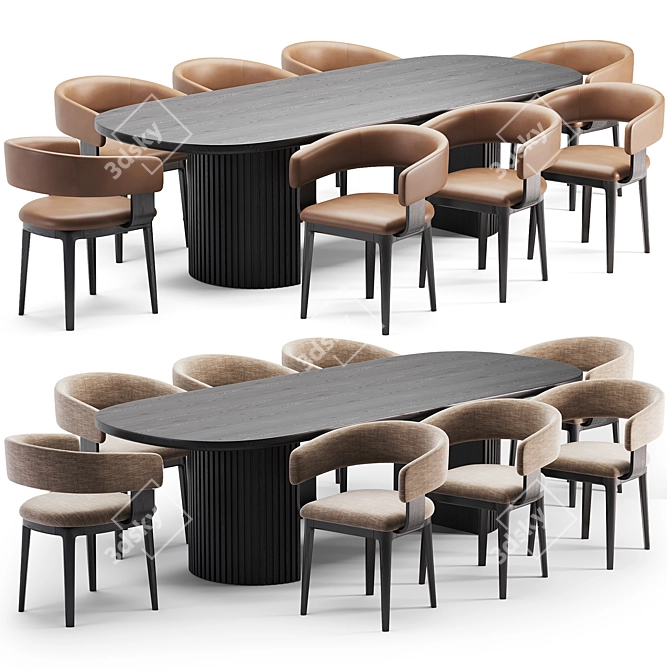 Modern Dining Set with Tables 3D model image 1