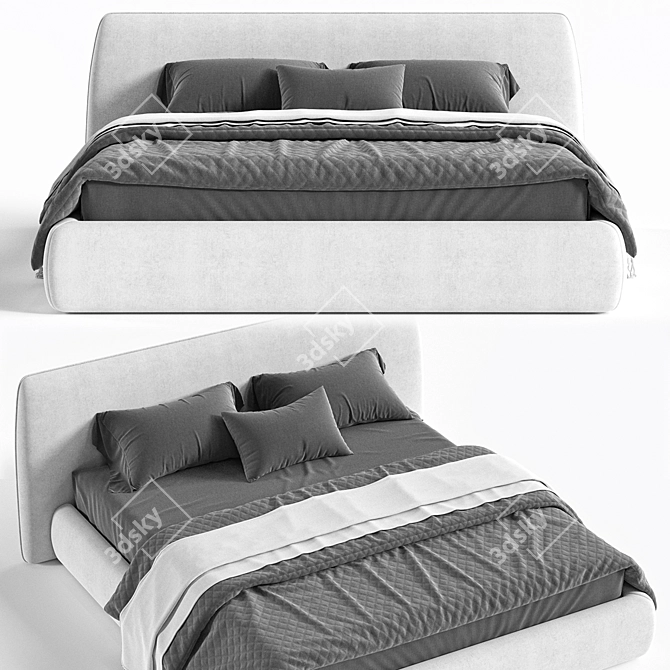 Sleek Modern Boca Slim Bed 3D model image 2