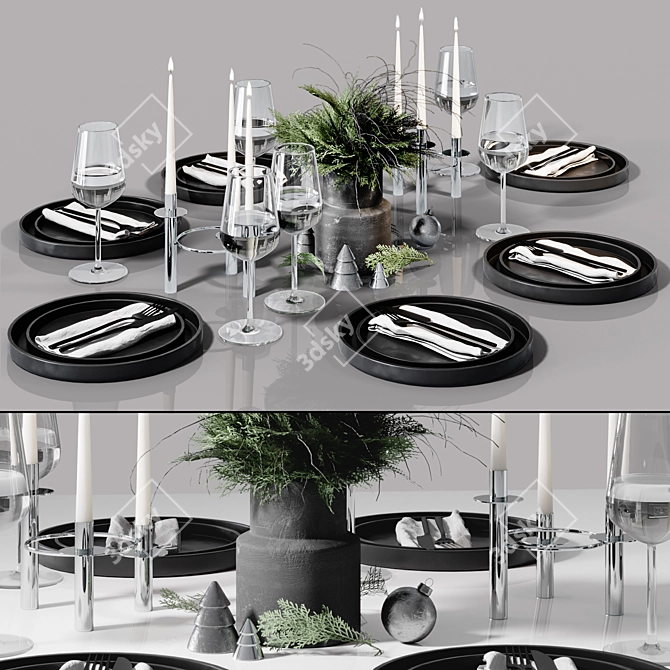 Scandinavian Style Table Setting 3D model image 1