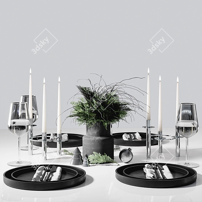 Scandinavian Style Table Setting 3D model image 2