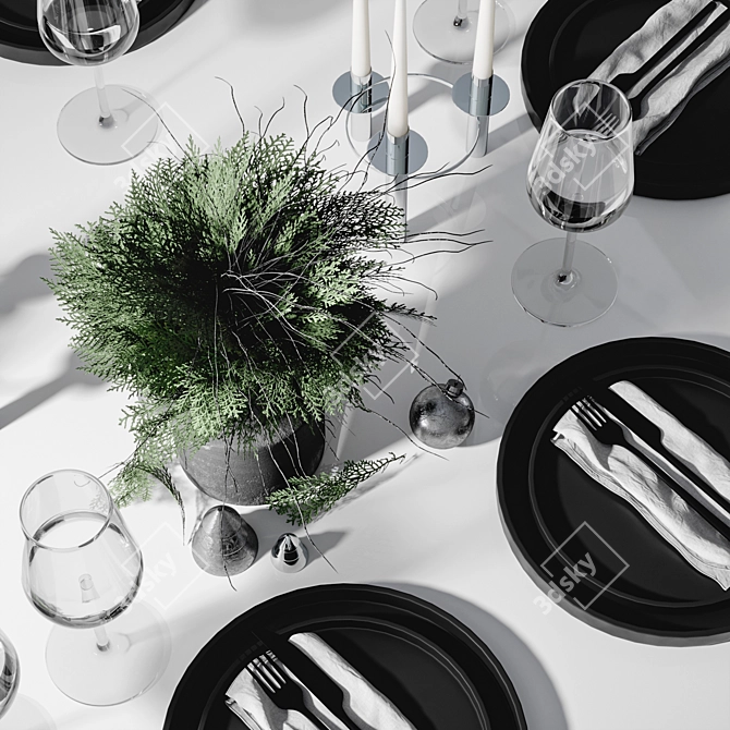 Scandinavian Style Table Setting 3D model image 3