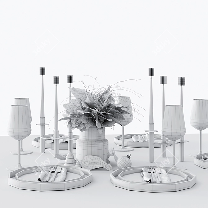 Scandinavian Style Table Setting 3D model image 5