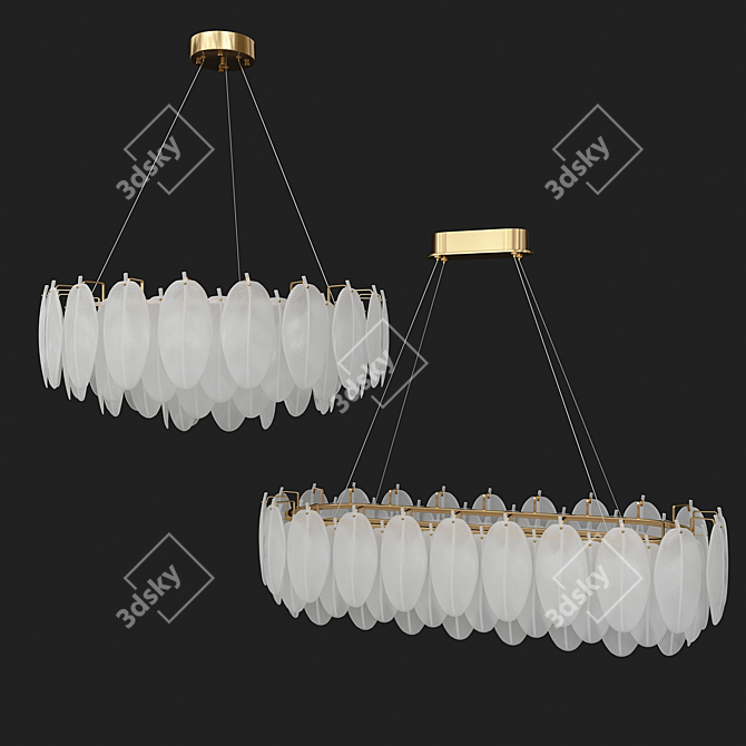 Glass Feather Chandelier Collection 3D model image 1