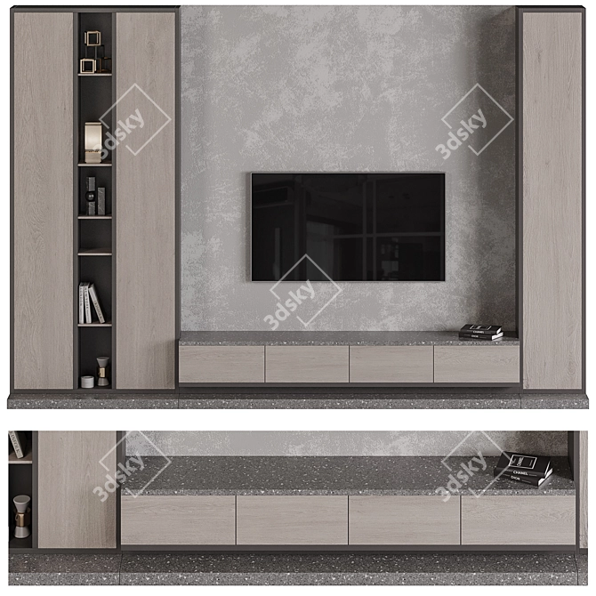 Modern TV Wall Unit Set 3D model image 1