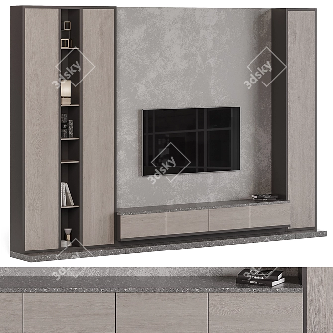 Modern TV Wall Unit Set 3D model image 2