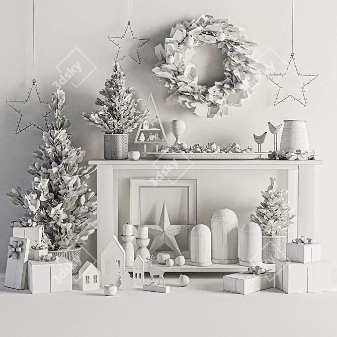 Festive Living Room Decor Set 3D model image 6