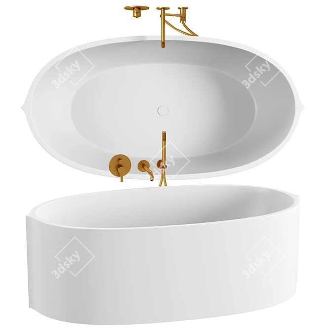 Elegance Stone Bath Tub 1620mm 3D model image 1