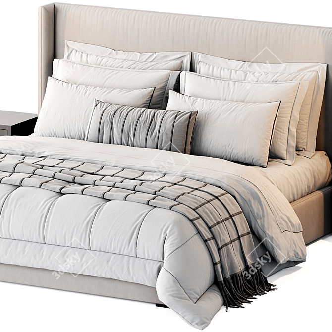 RH Italia Panel Fabric Bed 3D model image 3