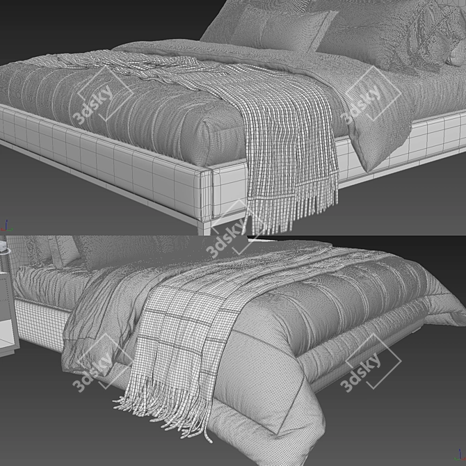 RH Italia Panel Fabric Bed 3D model image 5