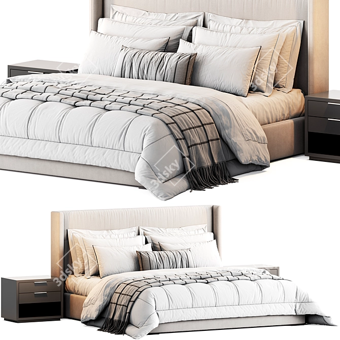 RH Italia Panel Fabric Bed 3D model image 6