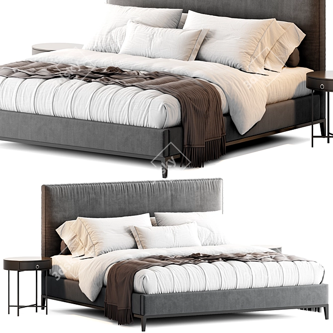 RH Italia Panel Fabric Bed 3D model image 8