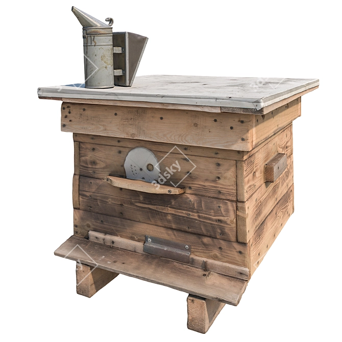 Wooden Beehive Set 3D Model 3D model image 1