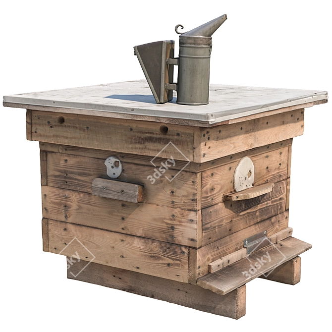 Wooden Beehive Set 3D Model 3D model image 5