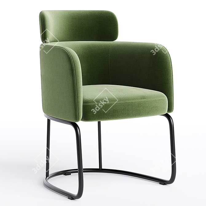 Elegant Upholstered Fabric Armchair 3D model image 1