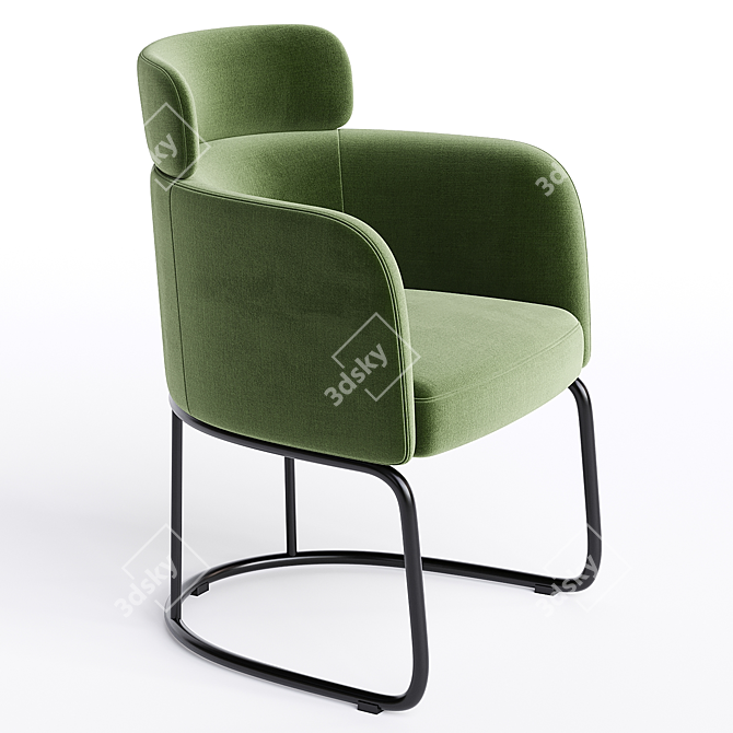 Elegant Upholstered Fabric Armchair 3D model image 2