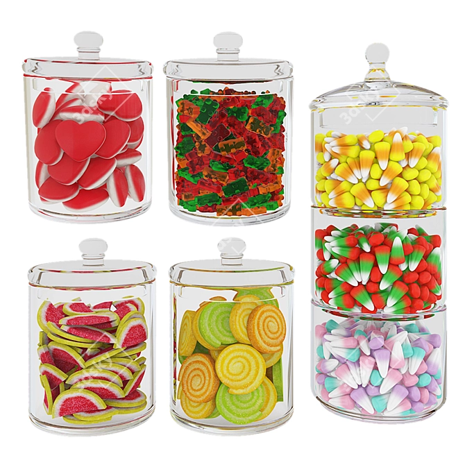 Sweet Treats Glass Jar Collection 3D model image 1