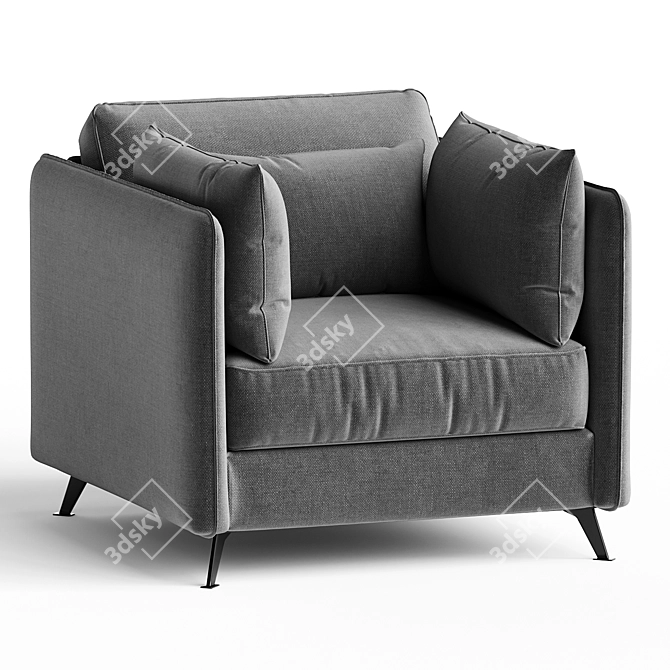 Sleek Sofia Armchair in Tectonic Fabric 3D model image 1