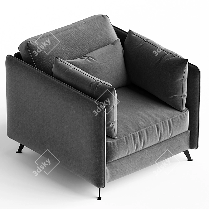 Sleek Sofia Armchair in Tectonic Fabric 3D model image 2