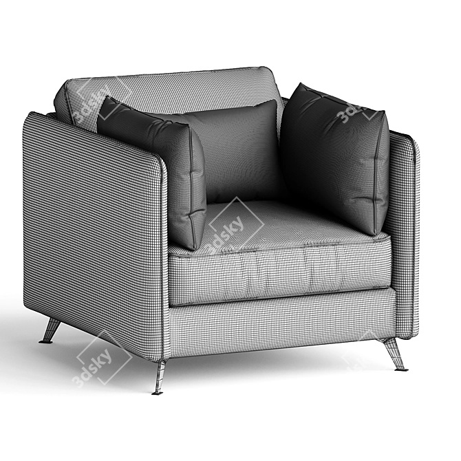 Sleek Sofia Armchair in Tectonic Fabric 3D model image 3