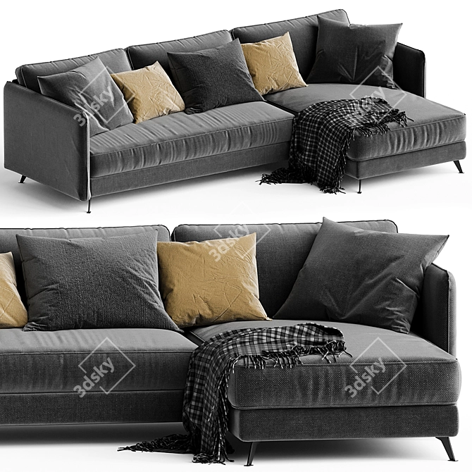 Modern Sofia Corner Sofa Fabric 3D model image 1