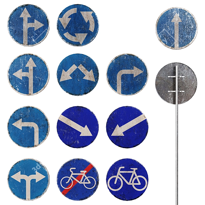 Traffic Directive Wall Signs 3D model image 1