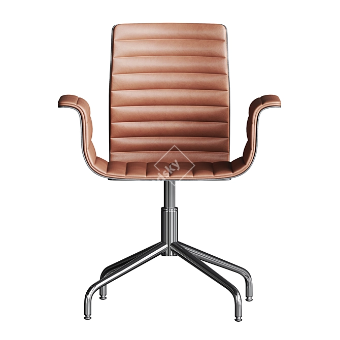 Ergonomic Leather Meeting Chair 3D model image 2