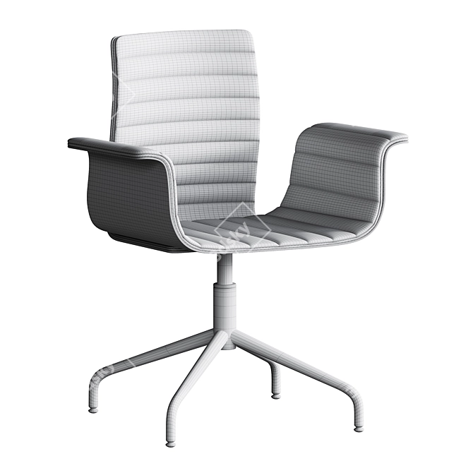 Ergonomic Leather Meeting Chair 3D model image 4