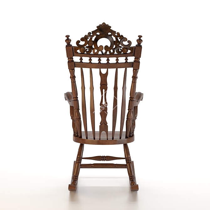 Elegant Mahogany Rocking Armchair 3D model image 5