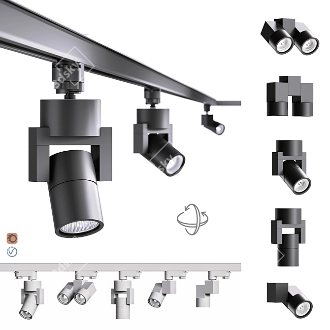 Ceiling Lighting Set: Rotatable Fixtures 3D model image 1