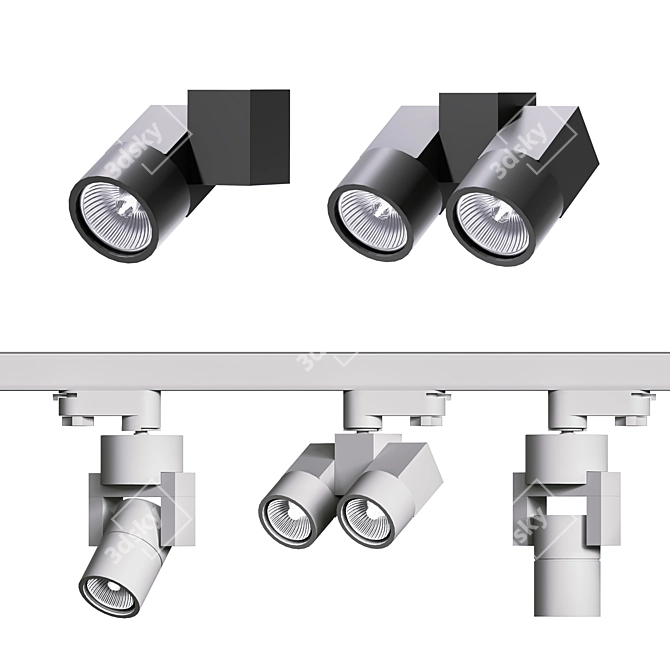 Ceiling Lighting Set: Rotatable Fixtures 3D model image 2