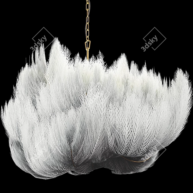 Customizable Ostrich Feather Pendant Lamp 3D model image 2