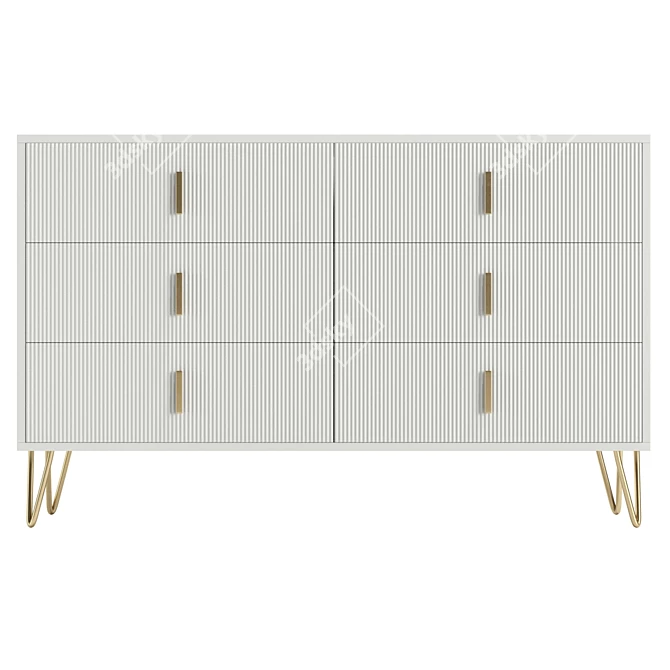 Modern 6-Drawer White Dresser Buffet 3D model image 2