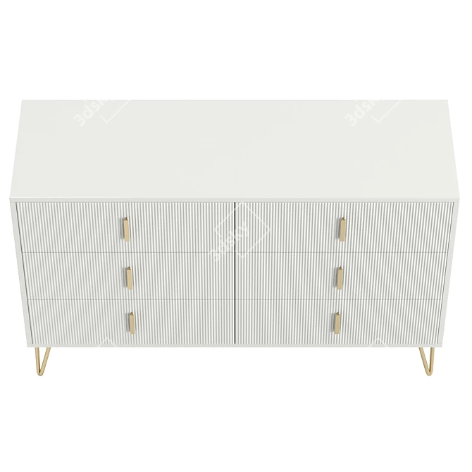 Modern 6-Drawer White Dresser Buffet 3D model image 3