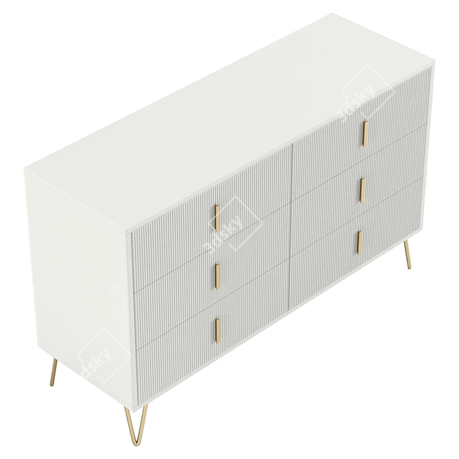 Modern 6-Drawer White Dresser Buffet 3D model image 5