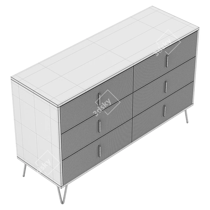 Modern 6-Drawer White Dresser Buffet 3D model image 6