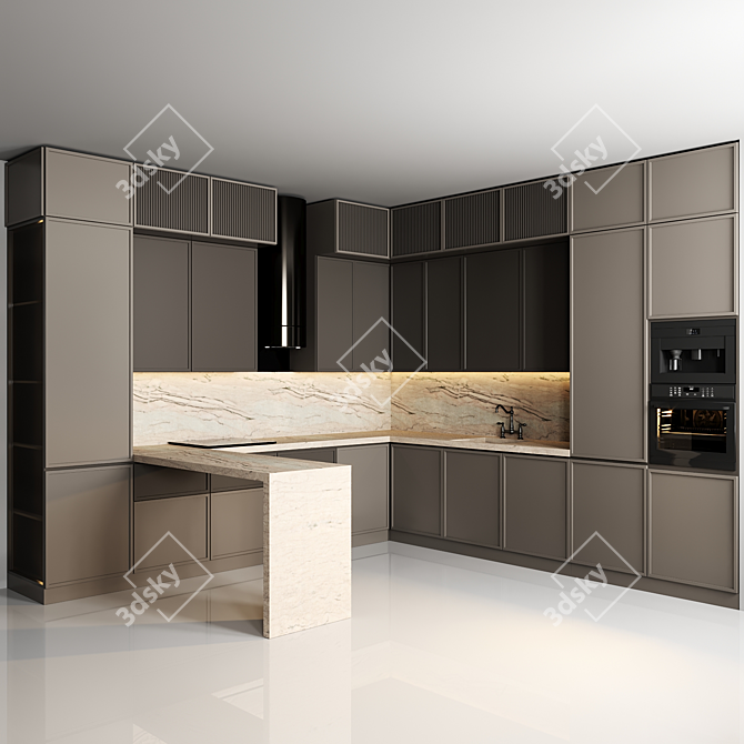 Modular Kitchen Design Assets 3D model image 2