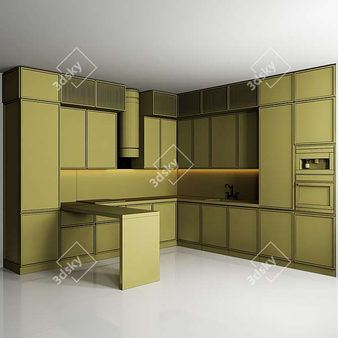 Modular Kitchen Design Assets 3D model image 4