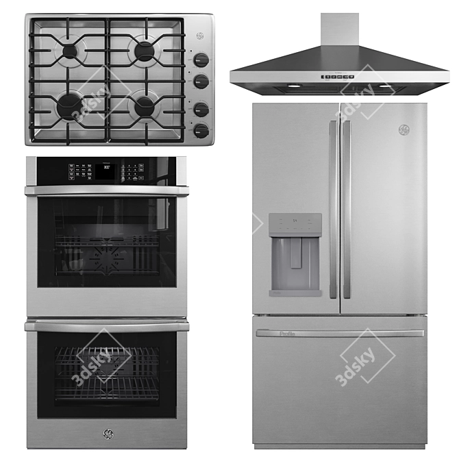 Modern GE Appliance Collection Set 3D model image 1