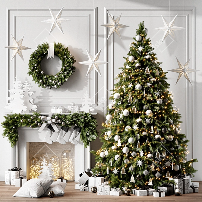 Festive 210cm Christmas Tree 3D model image 1