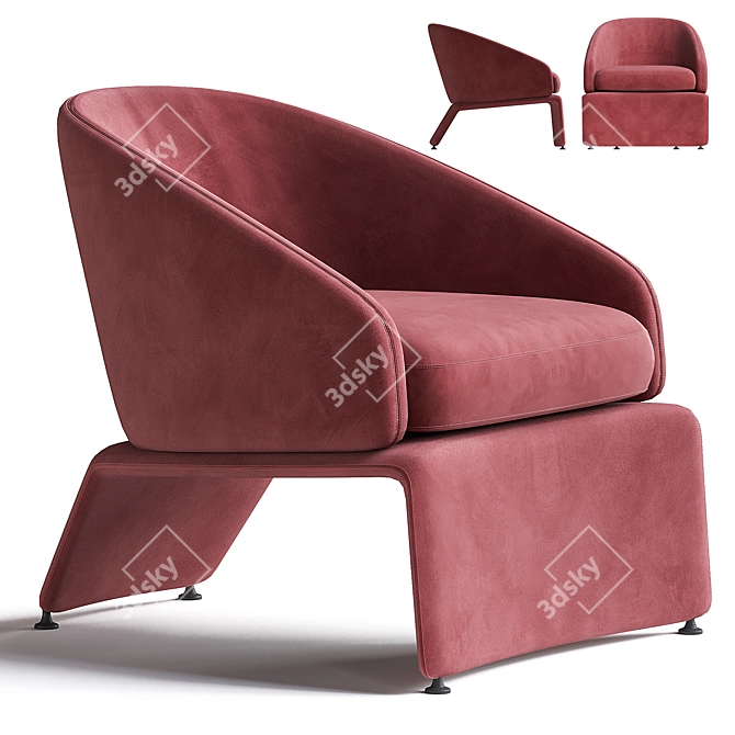 Velvet Lounge Chair, Modern Design 3D model image 1