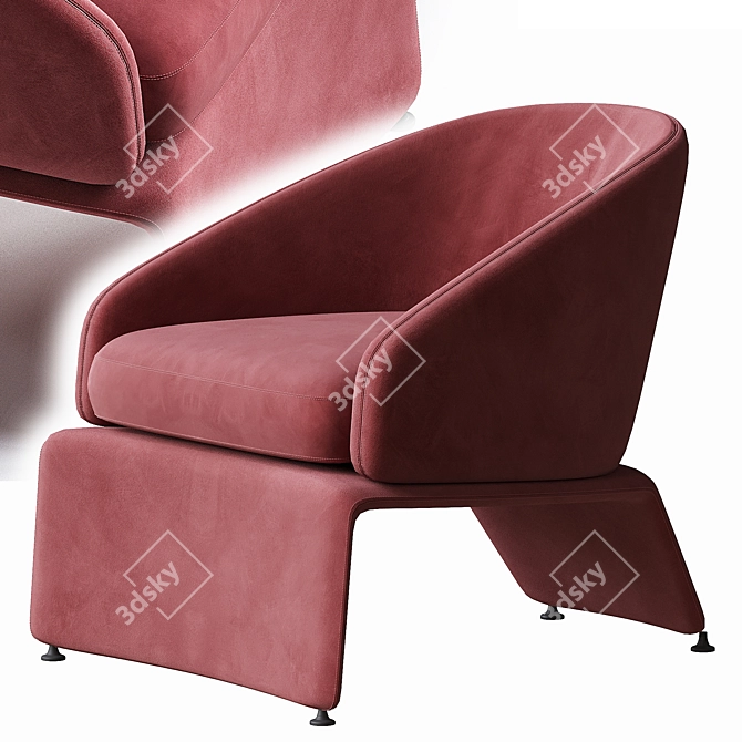 Velvet Lounge Chair, Modern Design 3D model image 3