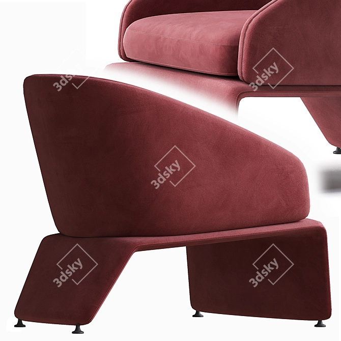 Velvet Lounge Chair, Modern Design 3D model image 4