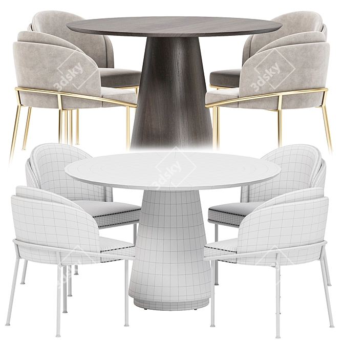 Modern Dining Set Collection Rendered in High-Quality Formats 3D model image 3