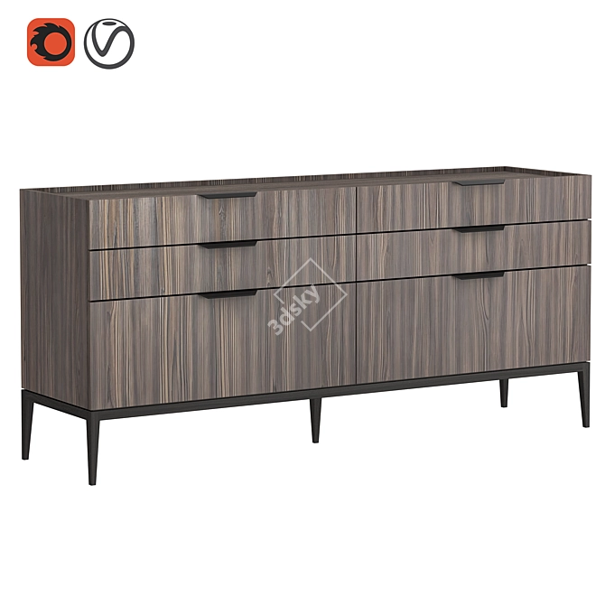  Modern Six-Drawer Esperia Chest 3D model image 1