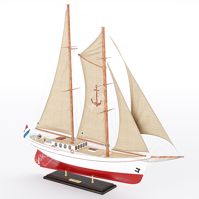 Silver Schooner Model Boat Kit 3D model image 3