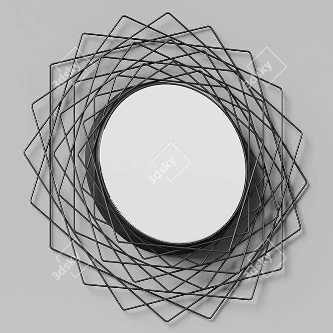 Elegant Criss-Cross Metal Mirror 3D model image 3