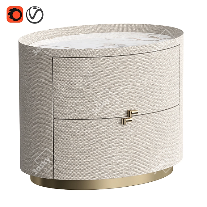 Marble Gloss Bedside Table 3D model image 1