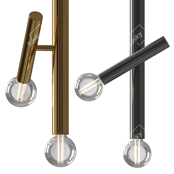 Modern Brass Pendant with Adjustable Arm 3D model image 2