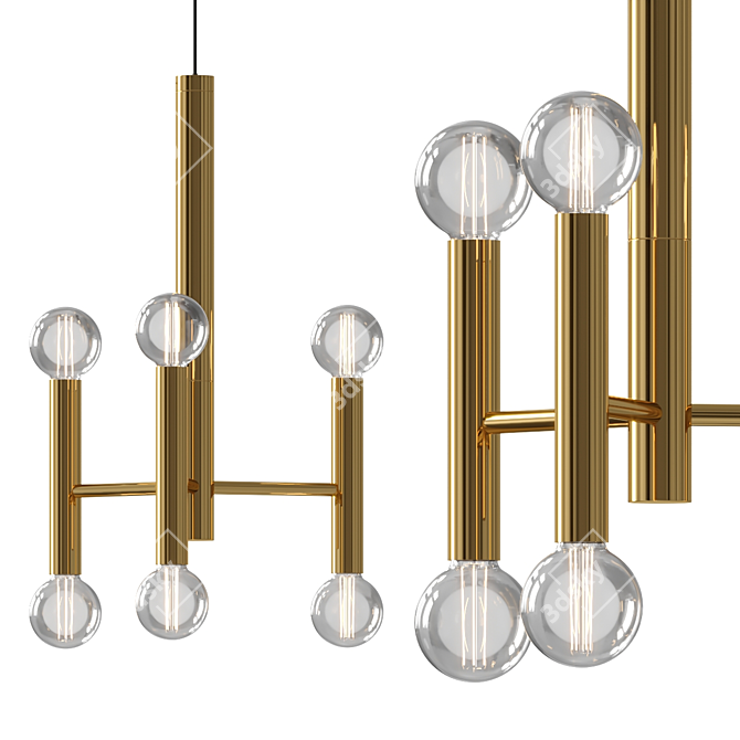 Modern Parker 6 Light Pendant 3D model image 3